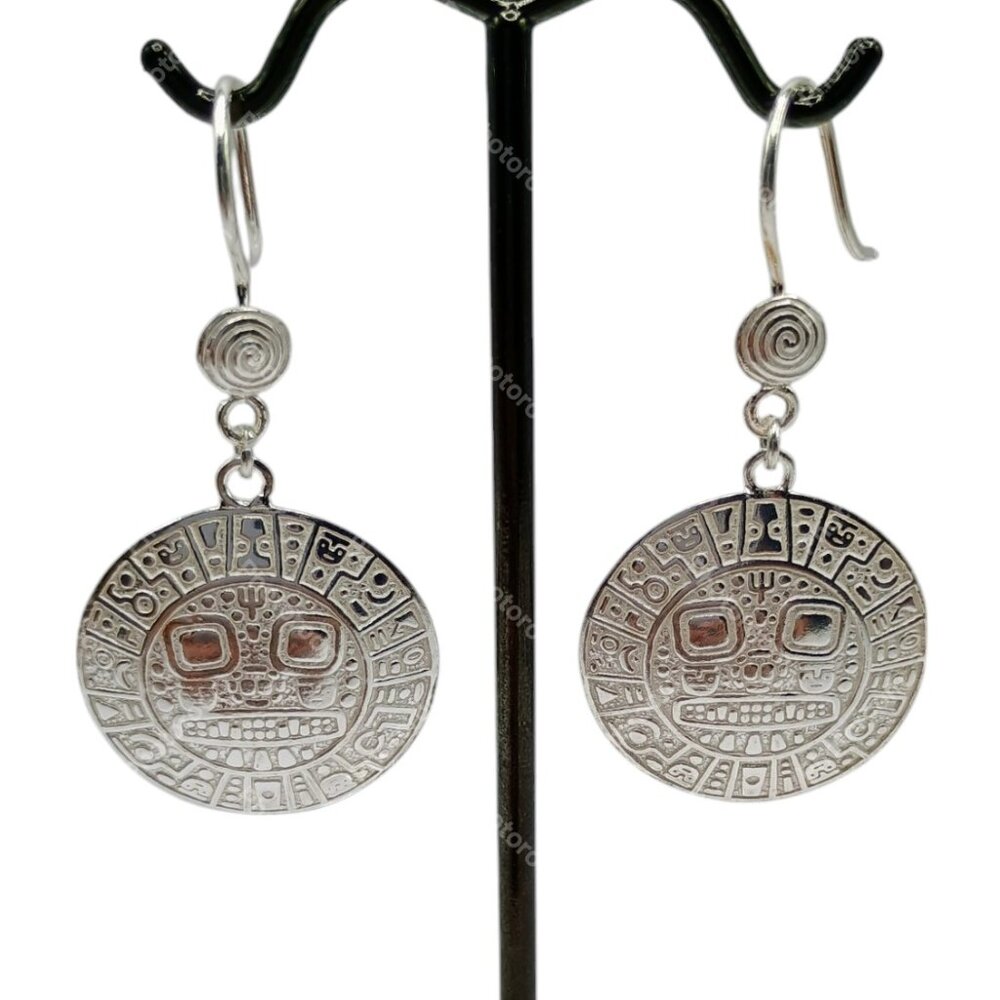 950 Silver Earrings, Peruvian Handcrafted Inca Ca… - image 2